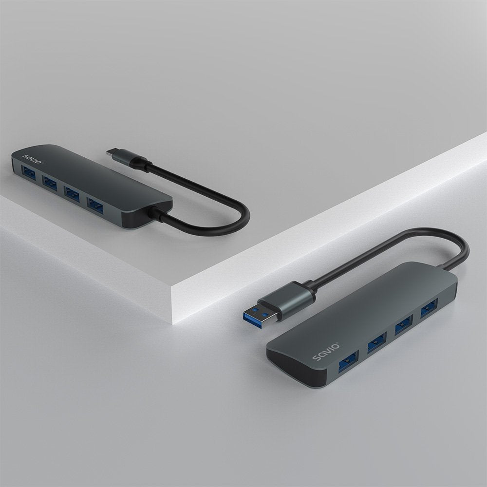 EAN 5901986047735 - Savio Hub USB-C - 4 x USB-A AK-54 USB 3.2 Gen 1 (3.1 Gen 1) Type-A 1000 Mbit/s Negro imagen 5