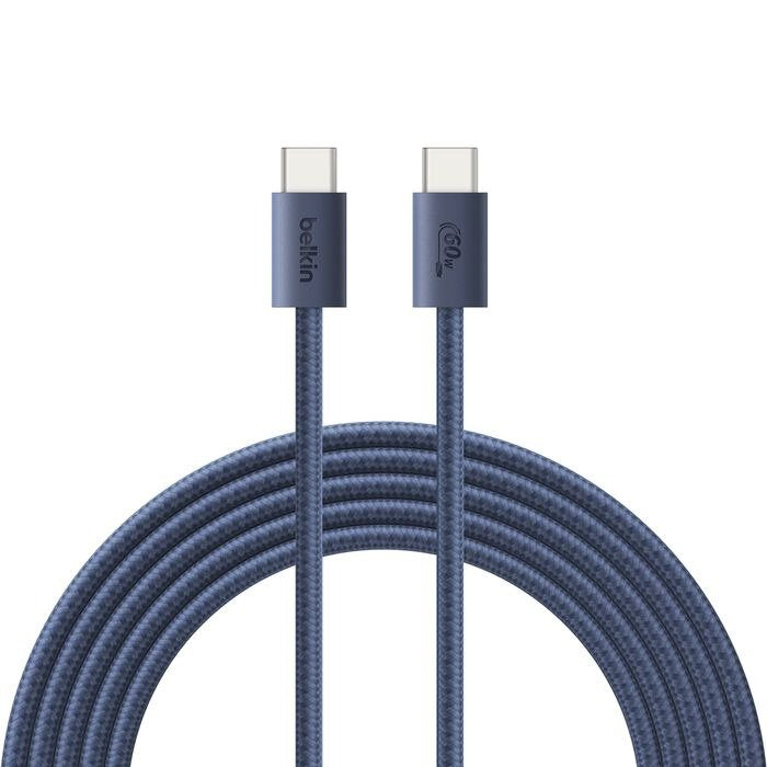 Pack Cargador De Red *Gan* Usb-C 30w Pd + Cable Tresse Usb-C Vers Usb-C 2m - Indigo - Belkin