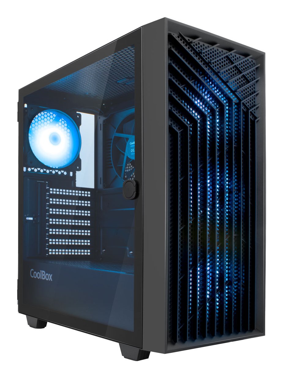 Caja Pc Coolbox Gaming Atx Ga300 Gridline Argb Black Usb-C 5 Vent.
