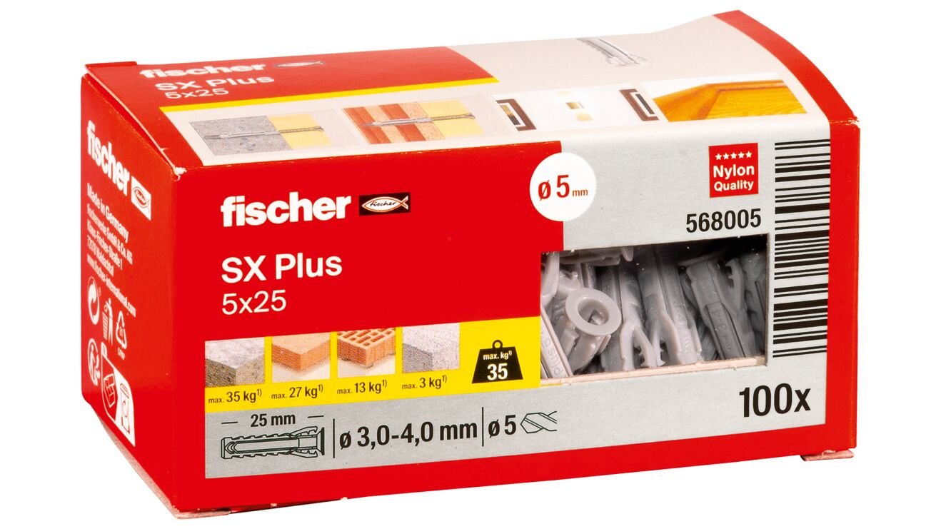 Fischer 568005 Tornillo De Anclaje Y Taco 100 Pieza(S) Anclaje De Expansión 25 Mm