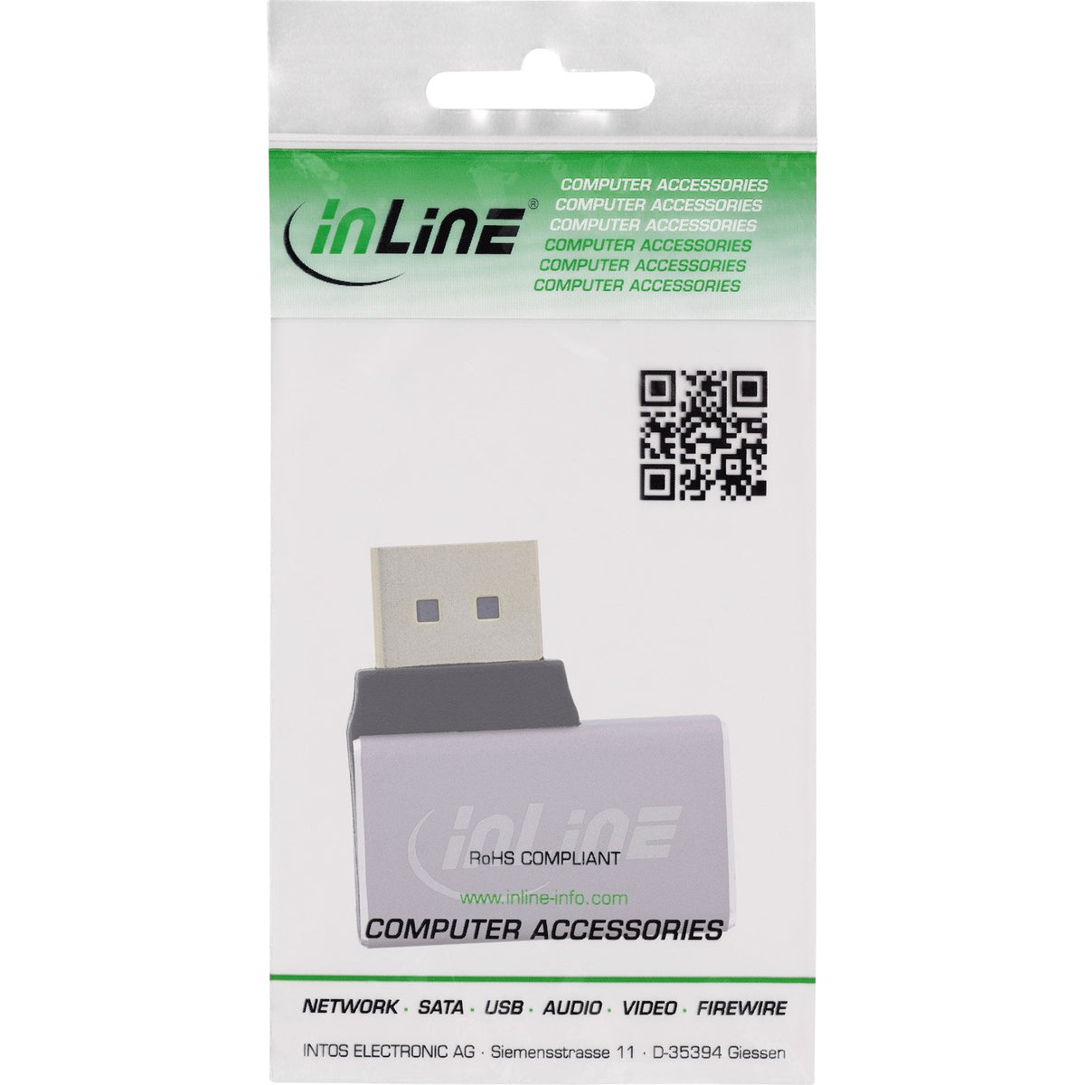 Inline® Displayport 1.4 Adapter, Displayport Macho / Female, 90° Right, 8k Uhd