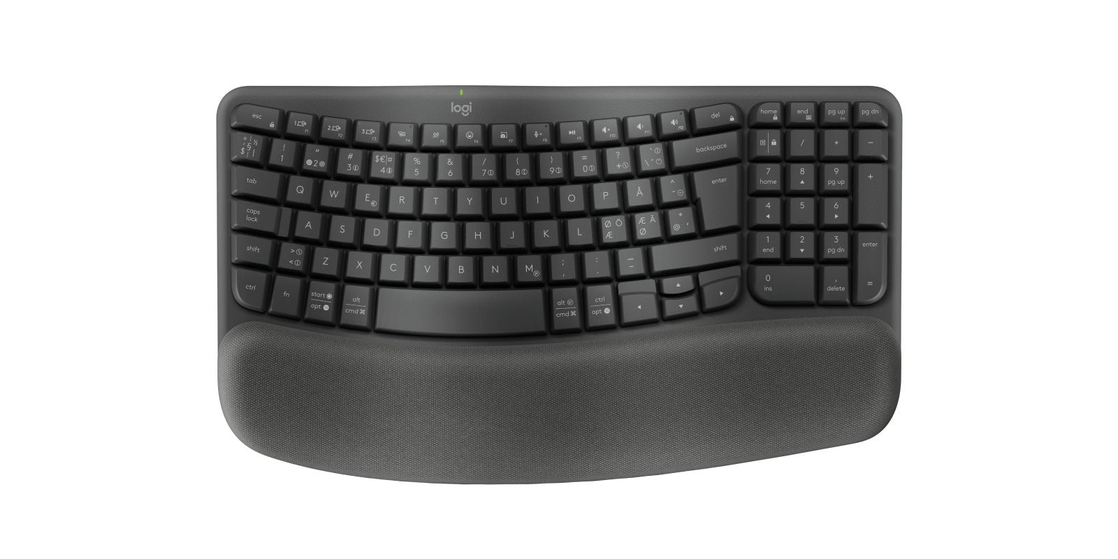 Logitech Wave Keys Keyboard With Cushioned Palm Rest Wireless Azultooth Le Qwerty Graphite (Pan)