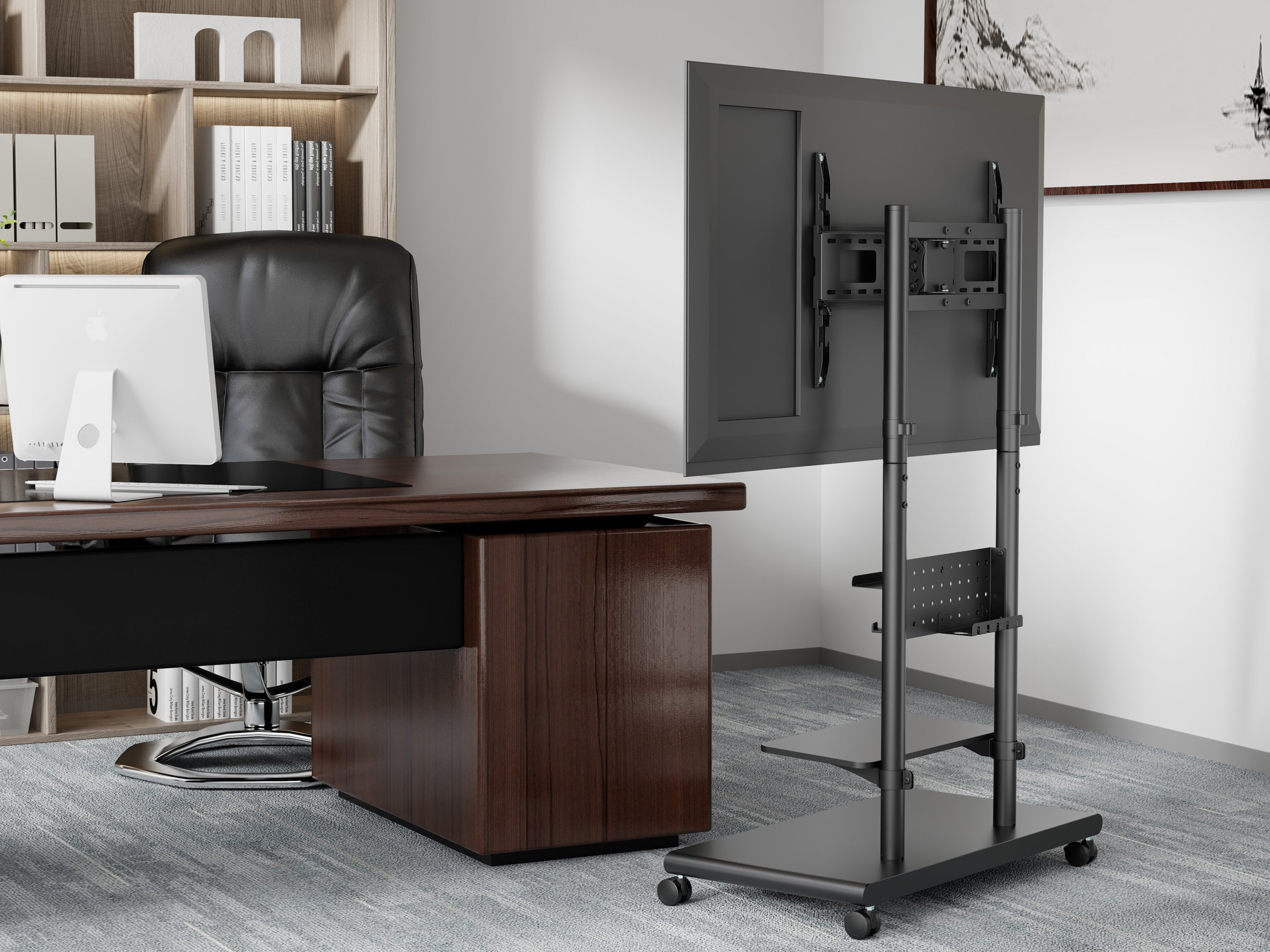 Soporte De Suelo Con Ruedas Equip Para Pantalla De 50" - 90" Max Vesa 600x400 60kg Tablero Perforado
