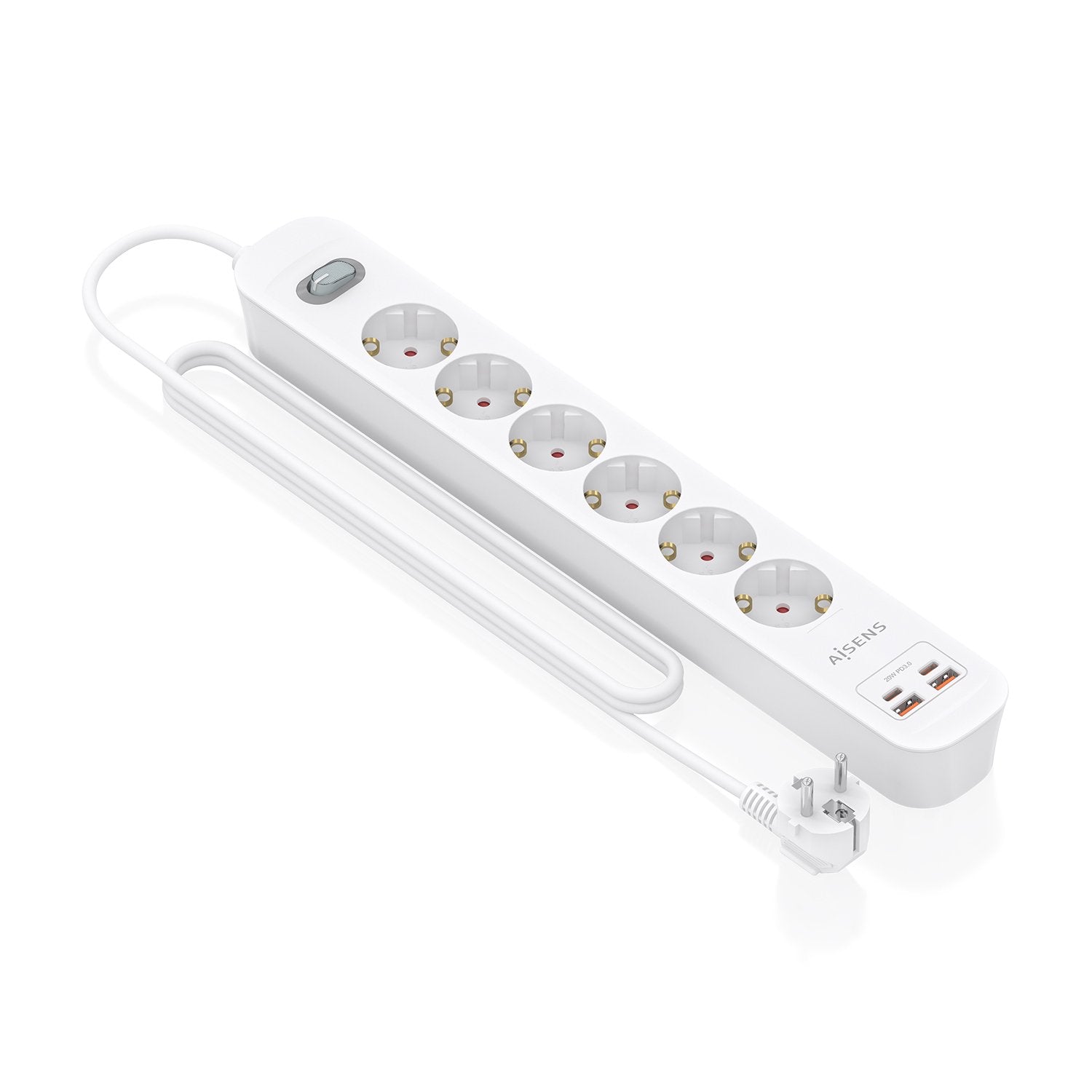 EAN 8435739904480 - AISENS ASPS-2A2C16-W base múltiple 1,4 m 6 salidas AC Interior imagen 2