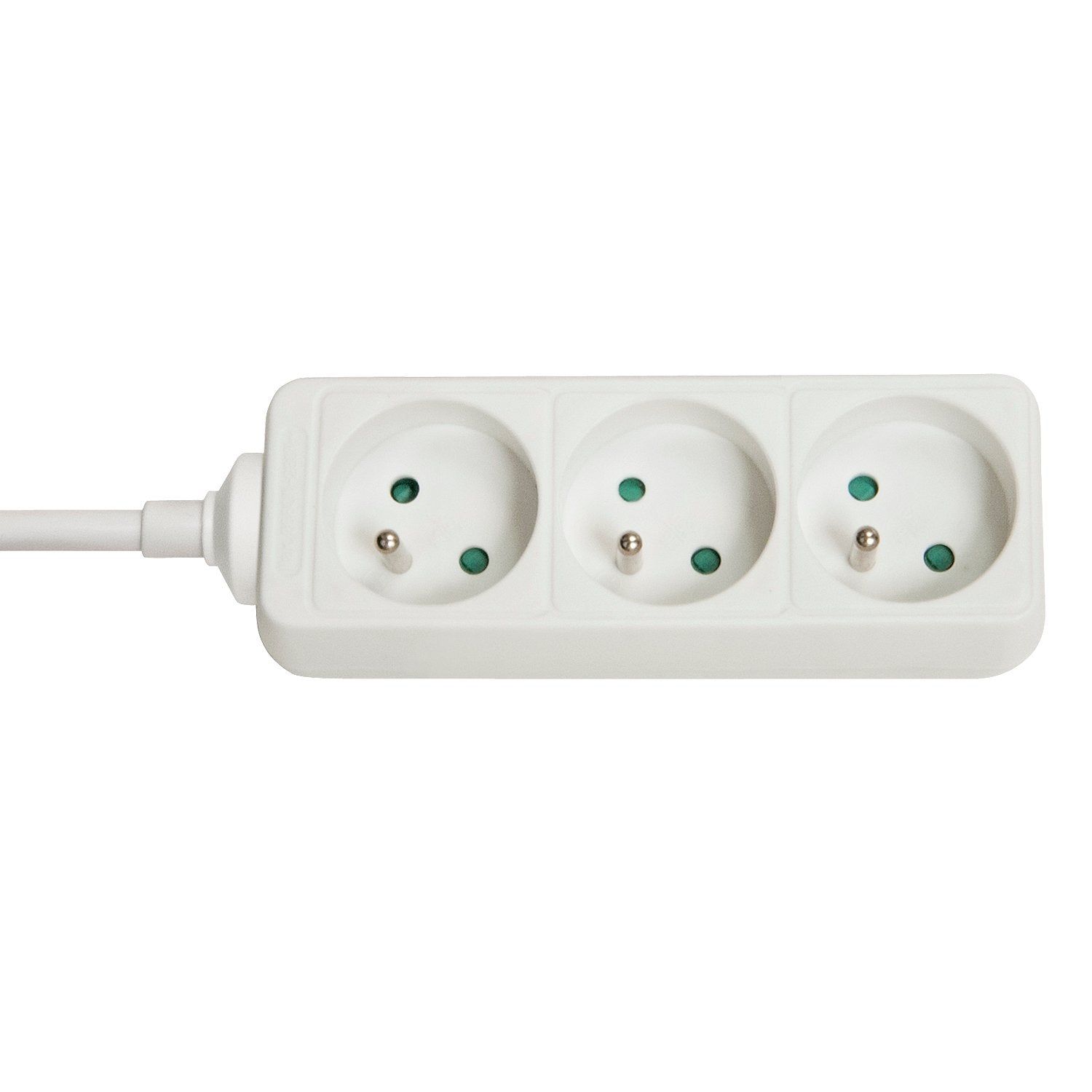 3-Way French Schuko Mains  Power Extension, White