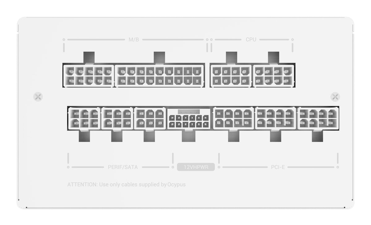 Fuente De Alimentación  Ocypus Iota P1000 1x Gpu De Alta Potencia De 12 Pines, 3x Pcie, Gestión De Cables, 1000 Vatios Blanco Iota-P1000-G1ffw