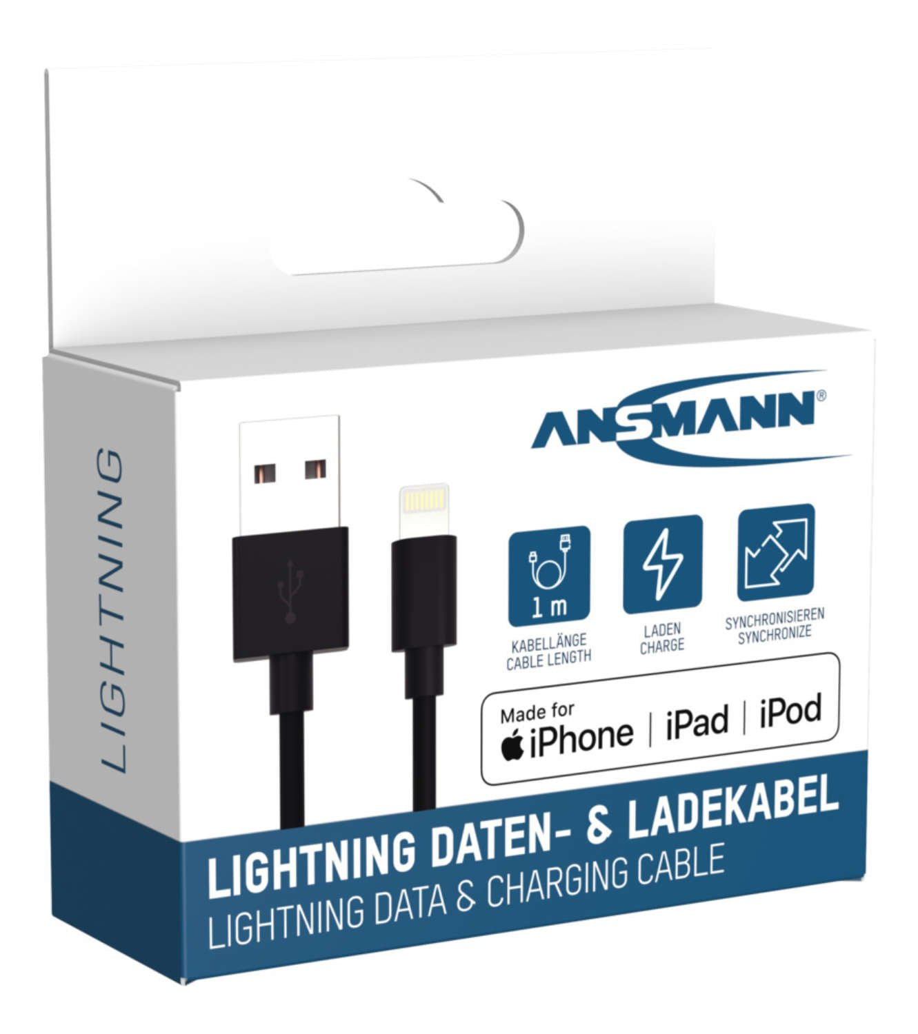 Cable De Carga Y Datos Ansmann Usb A Lightning De 100 Cm