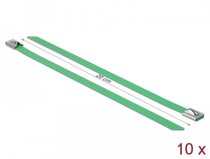 Delock Bridas De Acero Inoxidable L 200 X B 7,9 Mm Verde 10 Piezas