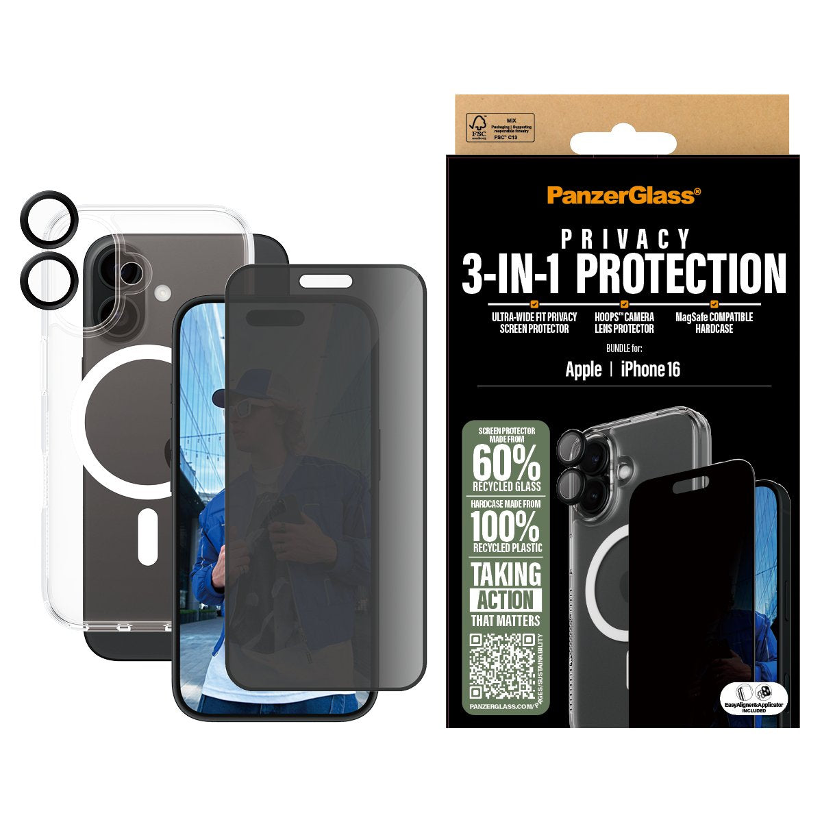 EAN 5715685003431 - PanzerGlass ® 3-in-1 Privacy Protection Bundle iPhone 16 Protector de pantalla Apple 1 pieza(s) imagen 2