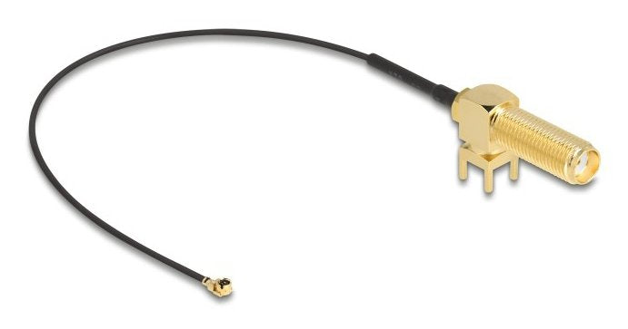 EAN 4043619120345 - DeLOCK Antenna Cable SMA 90° PCB jack bulkhead cable coaxial 0,15 m I-PEX MHF1 Negro, Oro imagen 2