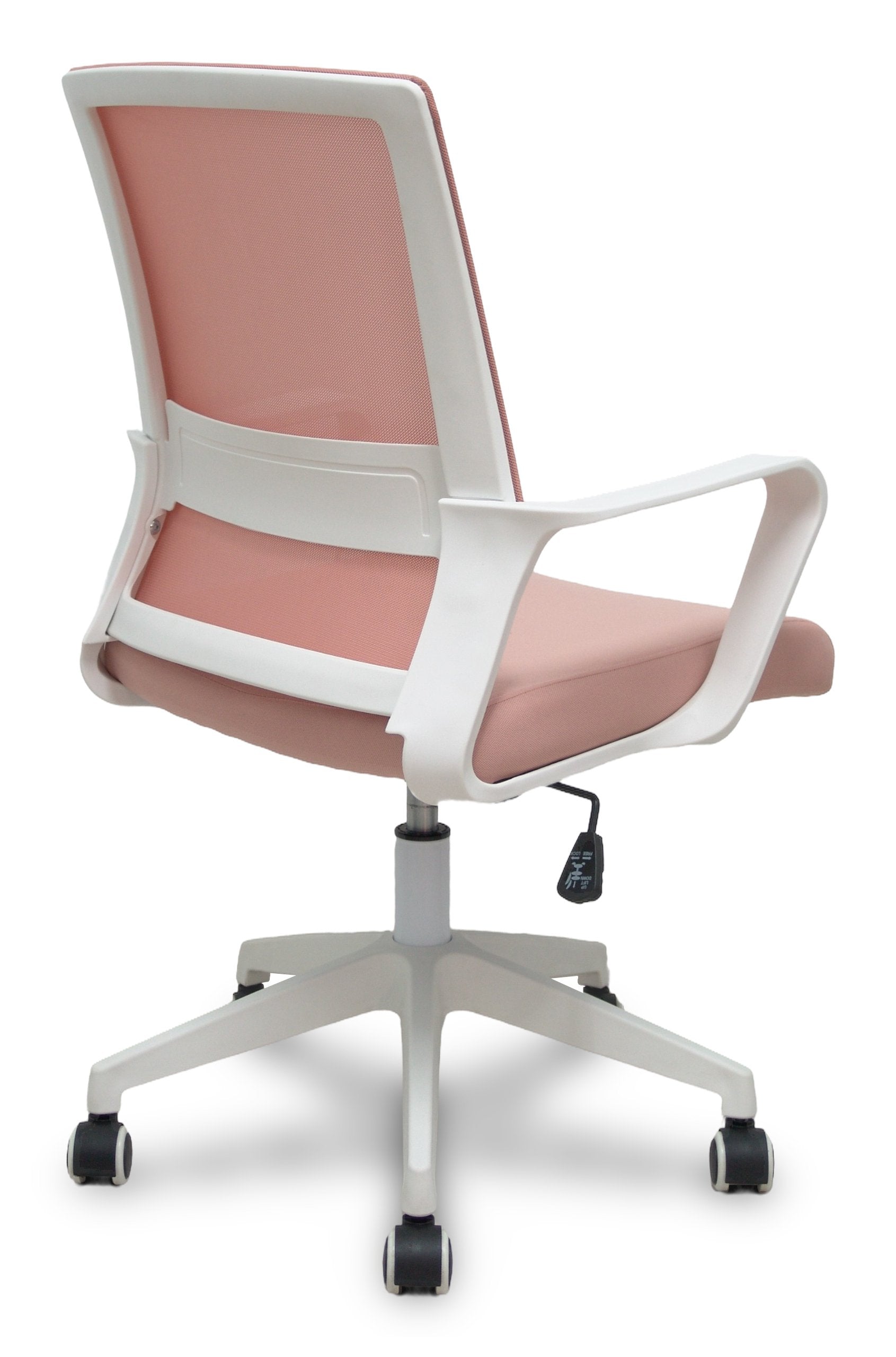 Piqueras Y Crespo Forol Silla Ergo535 Blanca Basculante Respaldo Malla Rosa Asiento Tela Rosa Ruedas Nailon