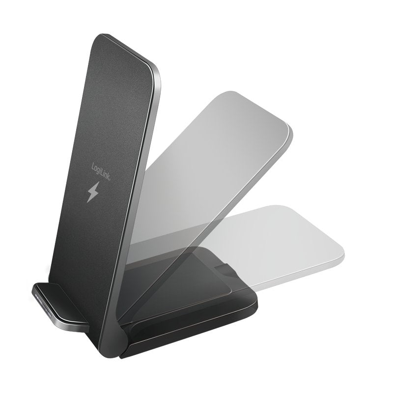 Logilink Wireless Quick Charging Stand 15 W, Twin Coil, Negro