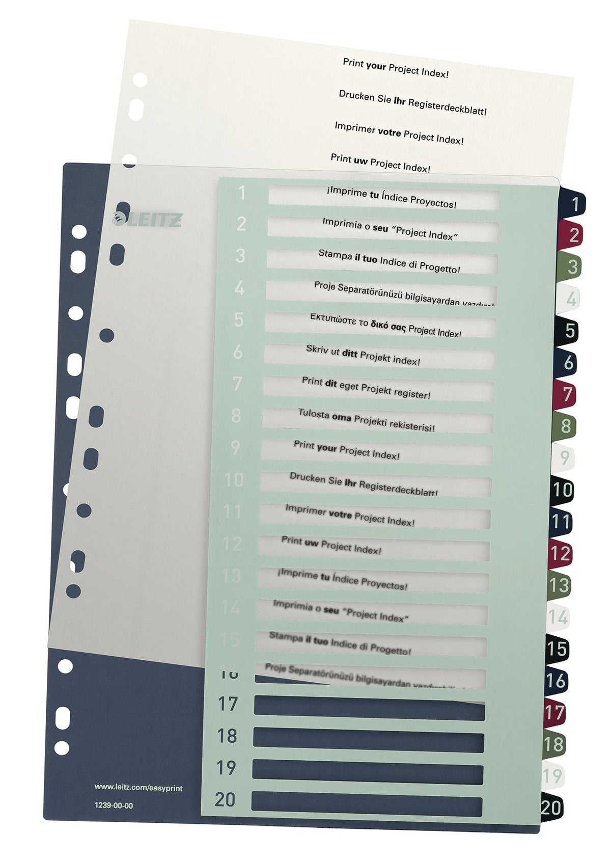 Esselte Leitz Style - Separador - 20 Piezas - Preimpreso: 1-20