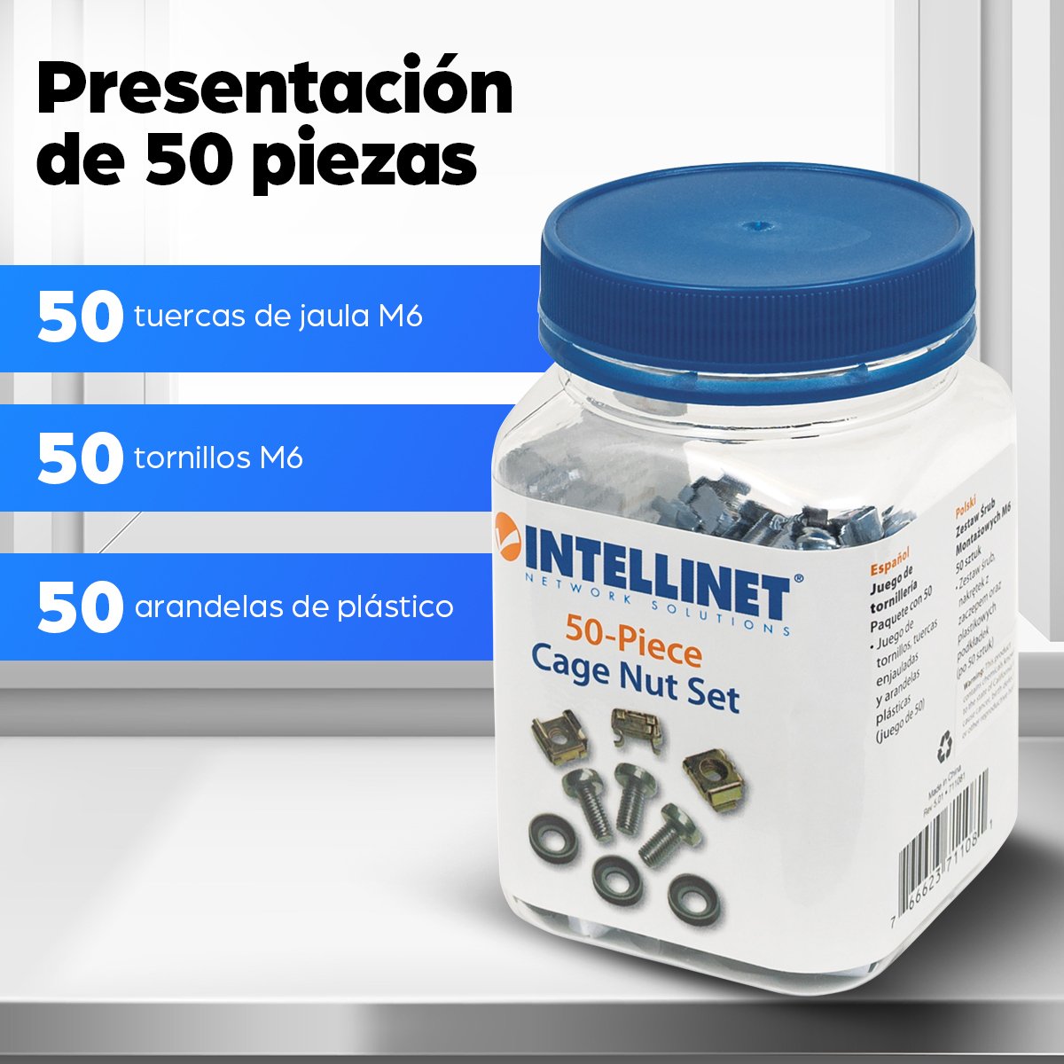 EAN 0766623711081 - Intellinet 711081 accesorio de bastidor Juego de tornillos con tuercas enjauladas imagen 6