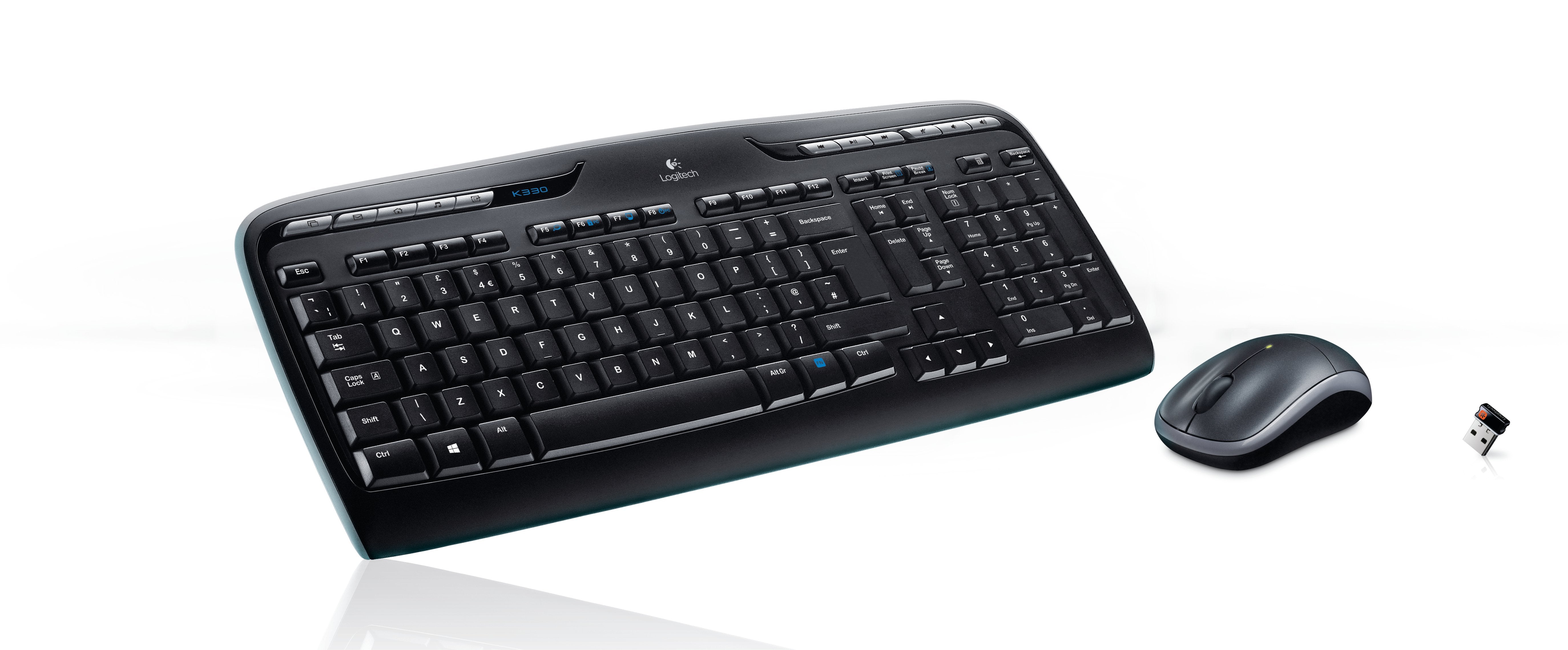Teclado Ingles Logitech Mk330 Internacional Wireless Combo Unifying P/N:920-003989