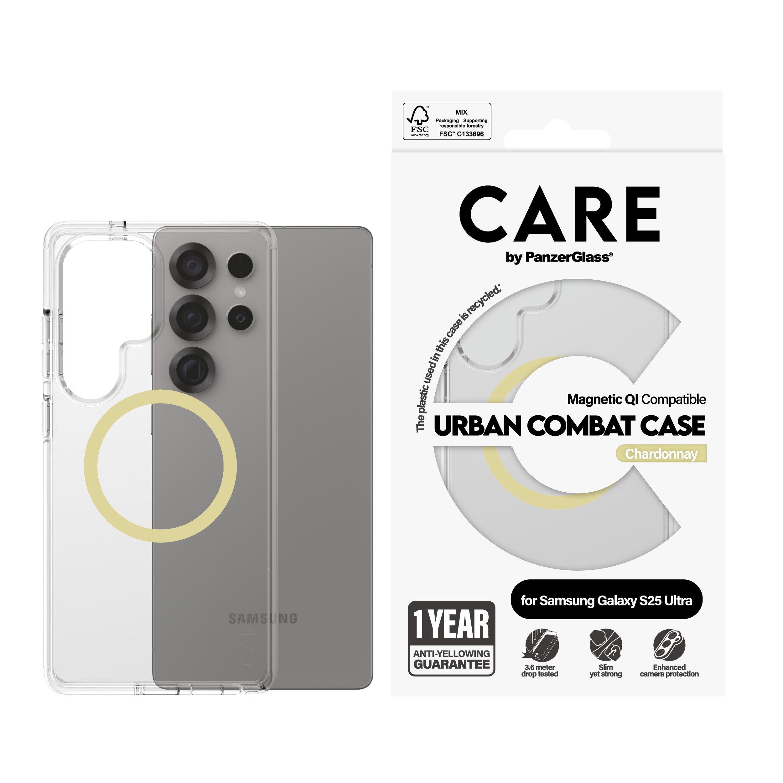 EAN 5715685016967 - PanzerGlass CARE™ by ® Urban Combat Case Transparent w. Chardonnay Qi Compatible Samsung Galaxy S25 Ultra imagen 2