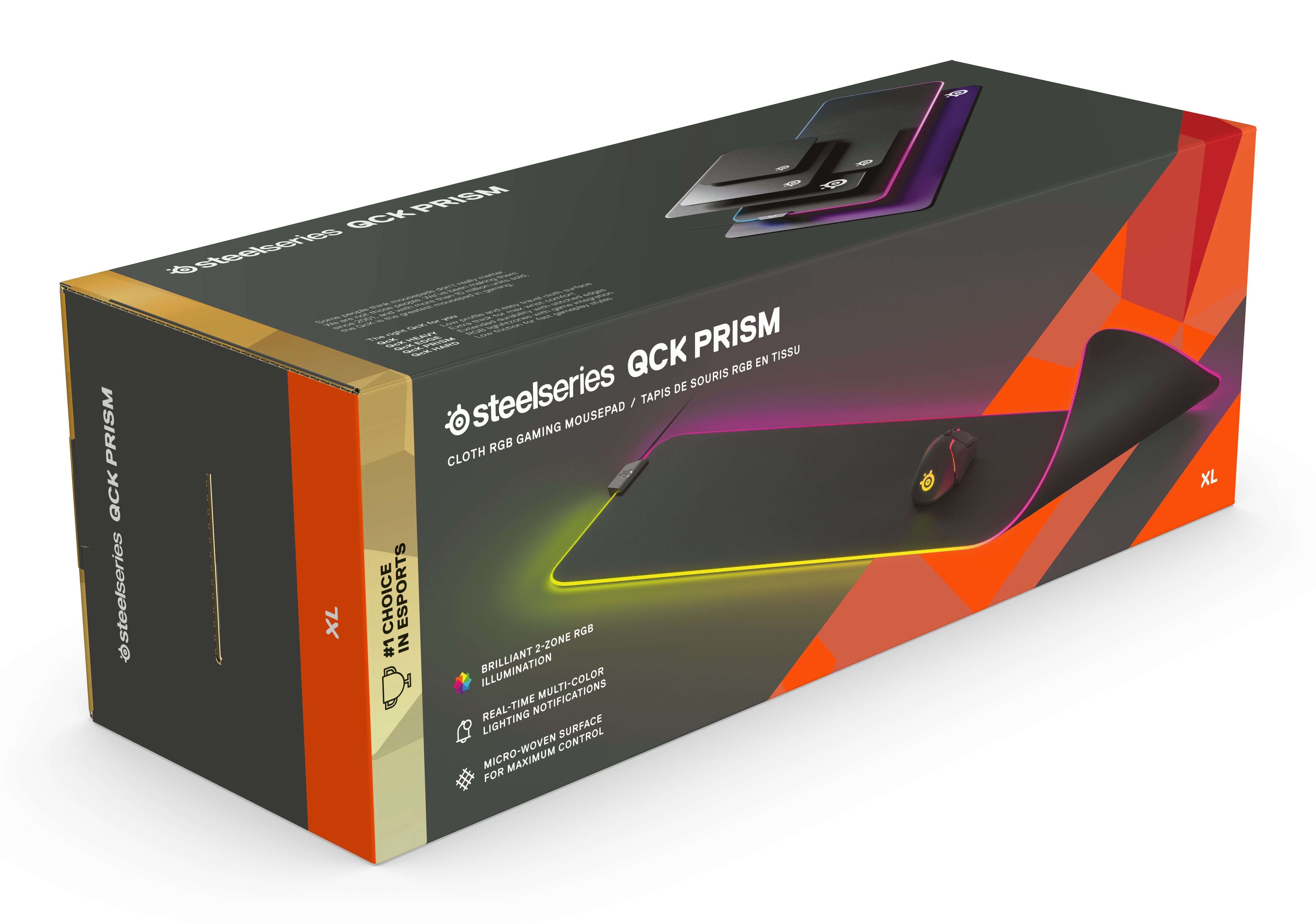 Alfombrilla Steelseries Prism Tela - Xl (63826) Steelseries Qck Prism Cloth Xl, Negro, Monótono, Tela, Caucho, Silicona, Retroiluminación Led, Multicolor, Alfombrilla De Ratón Para Juegos