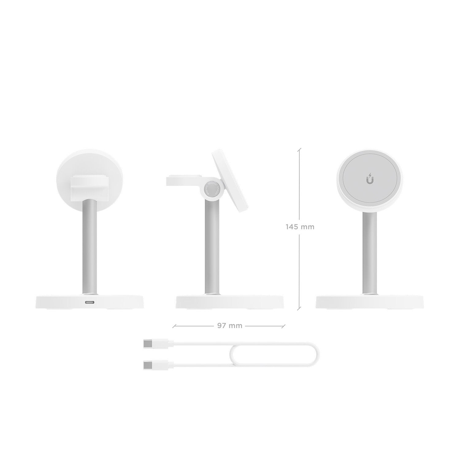 Aisens Cargador Inalambrico Usb-C 3 En 1 De 15w Para Movil, Apple Watch, Auriculares Con Estuche De Carga, Blanco