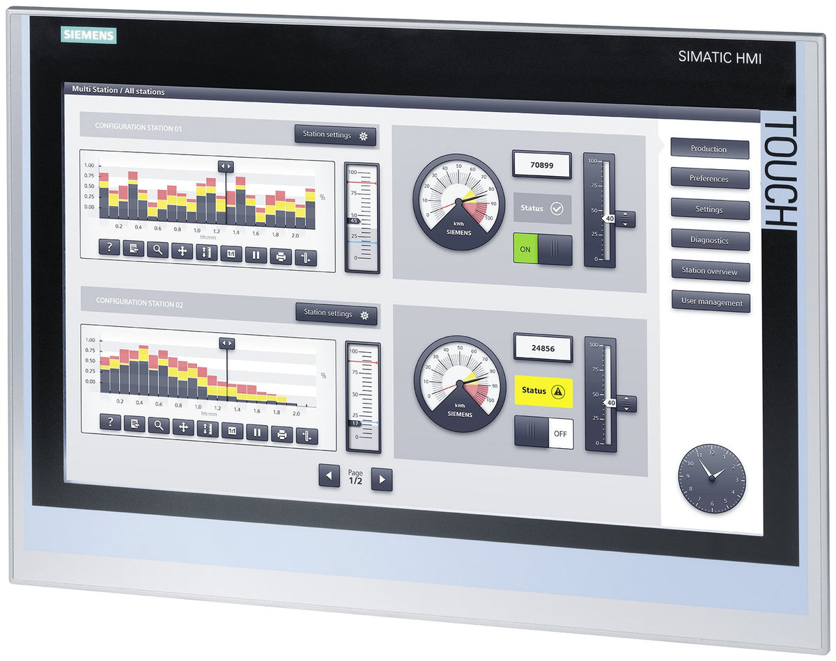 Siemens 6av2124-0uc02-0ax1 6av21240uc020ax1 Sps-Bedienpanel - Pantalla Plana (Tft/Lcd) - 48,3 Cm