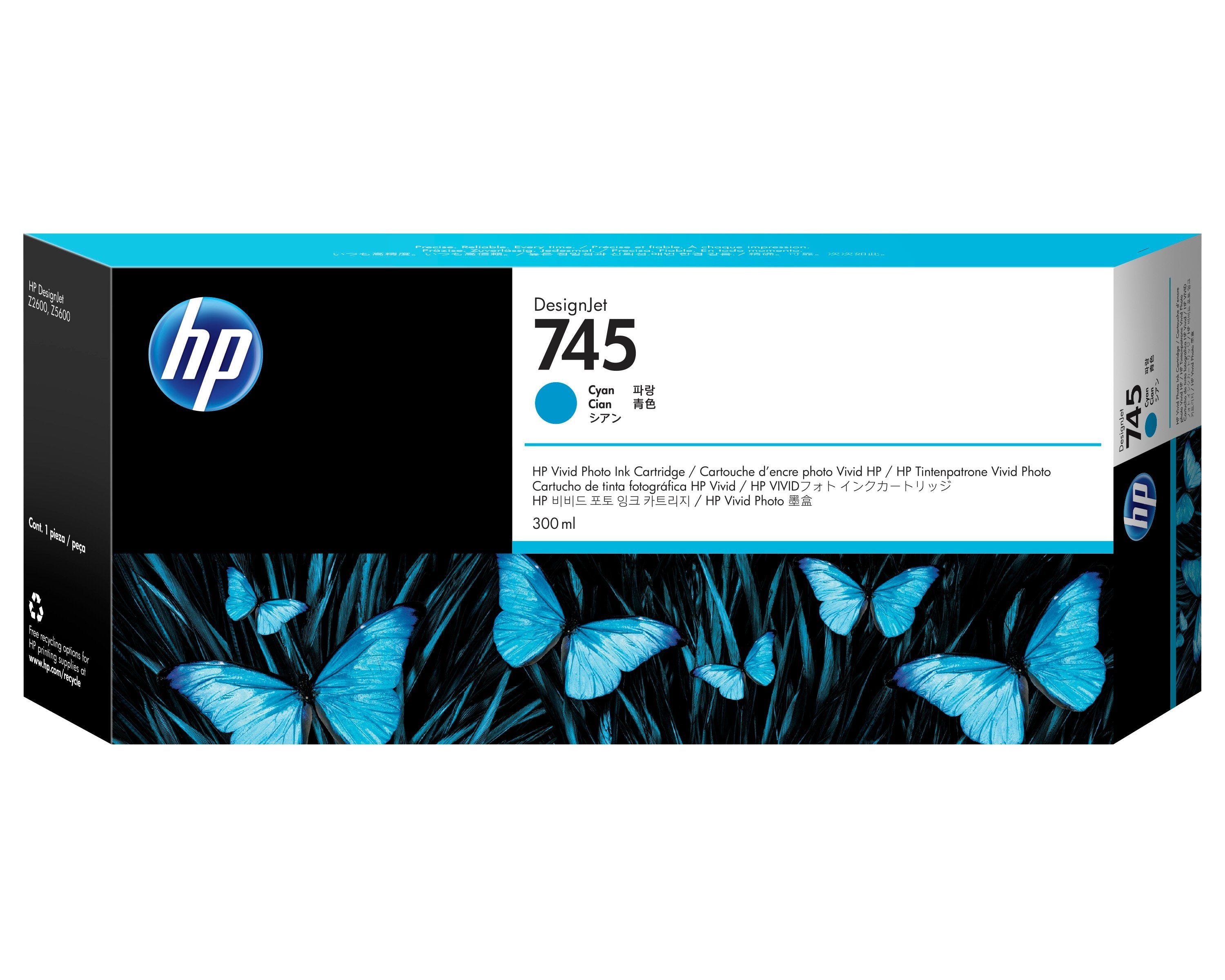 EAN 0725184104664 - HP 745 300-ml DesignJet Cyan Ink Cartridge cartucho de tinta 1 pieza(s) Original Alto rendimiento (XL) imagen 1