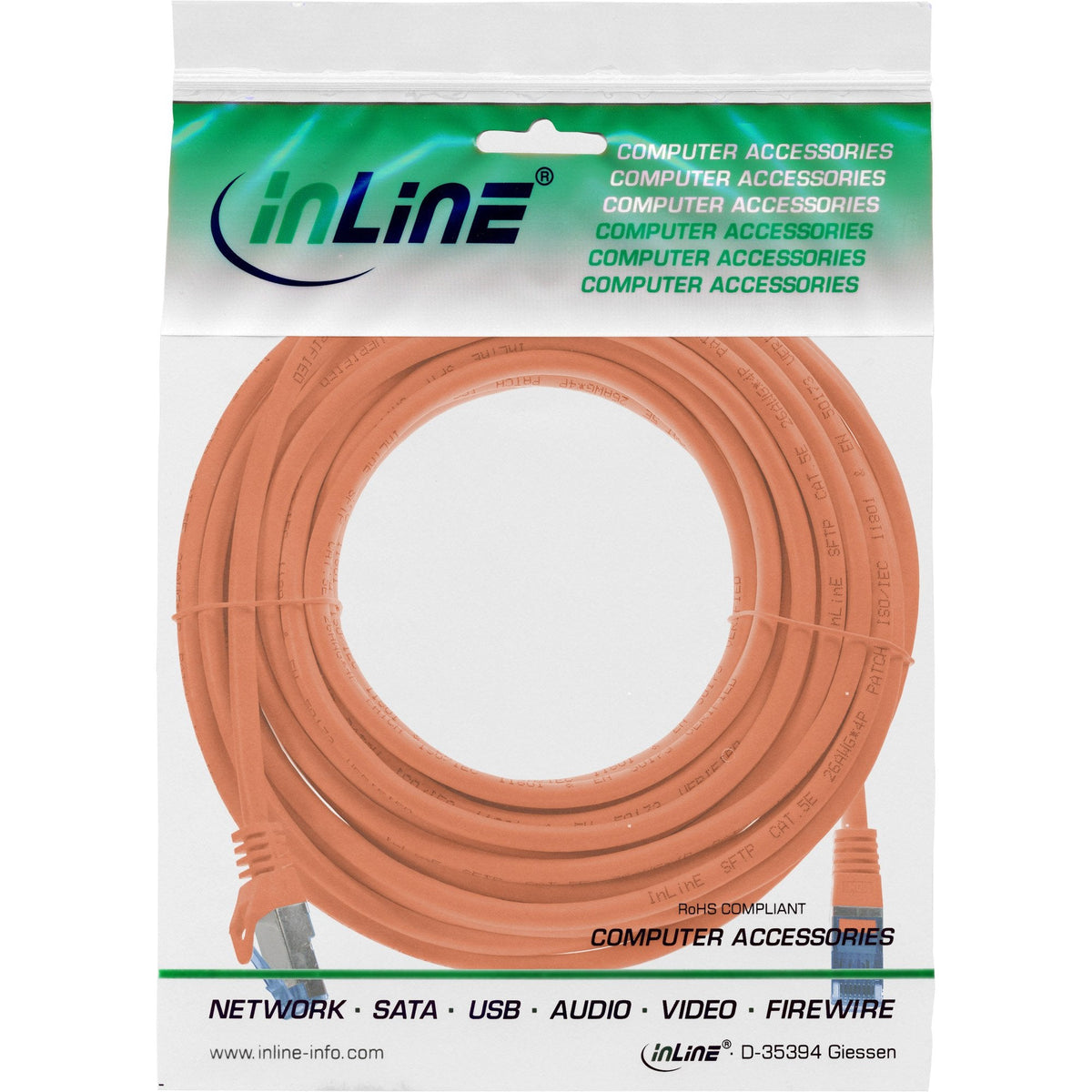 Inline® Patch Cable, Cat.6a, S/Ftp, Tpe (Lszh), Cca, Orange, 7.5m