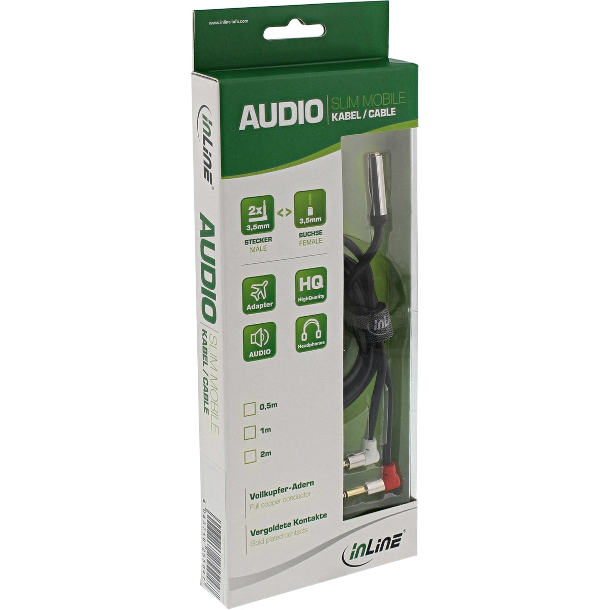 Adaptador De Auriculares Inline Slim Audio Plane, 2x 3,5 Mm M A 3,5 Mm F 3 Pines, 2 M