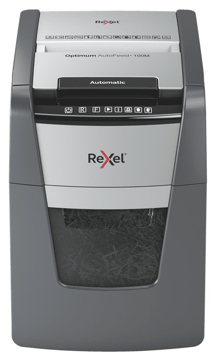 Destructora Automática Rexel Autofeed + 100m, P-5, Microcorte (2x15 Mm), 100 Hojas, Papelera De 34 Litros