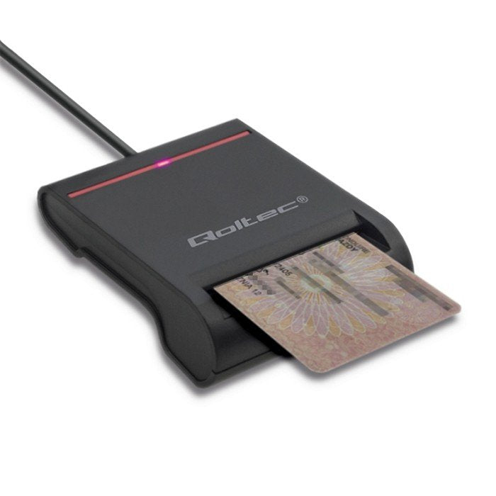 Lector De Tarjetas Externo Qoltec 50642 Smart Chip Id Card Scanner Usb 2.0  Plug&Play Lector De Tarjeta Magnética Usb Negro