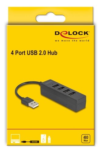 Delock Usb Hub 4 Port Usb 2.0 Con 4 X Usb Typ-A Hembra Negro