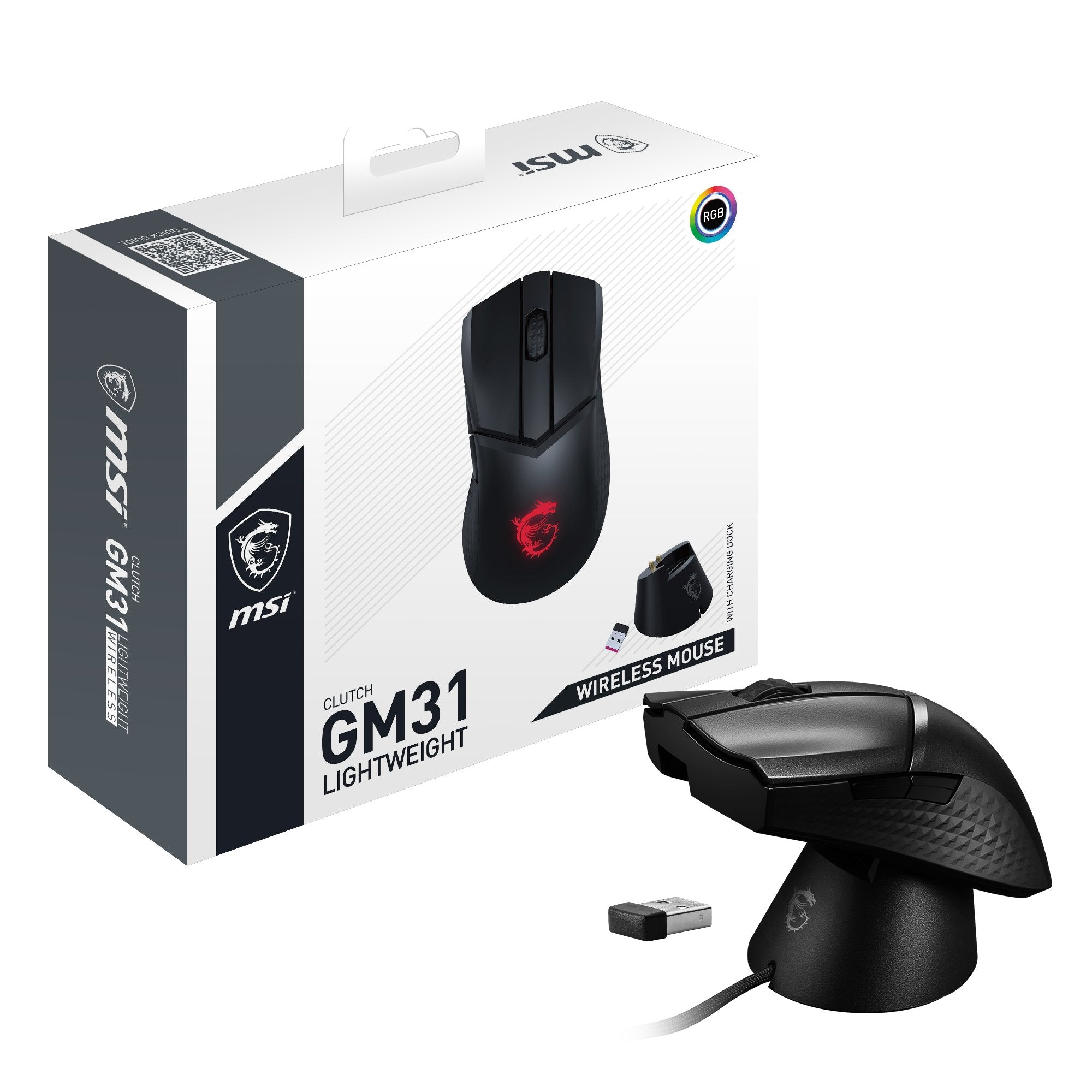 Msi Clutch Gm31 Lightweight Wireless Ratón Mano Derecha Rf Inalámbrico Óptico 12000 Dpi