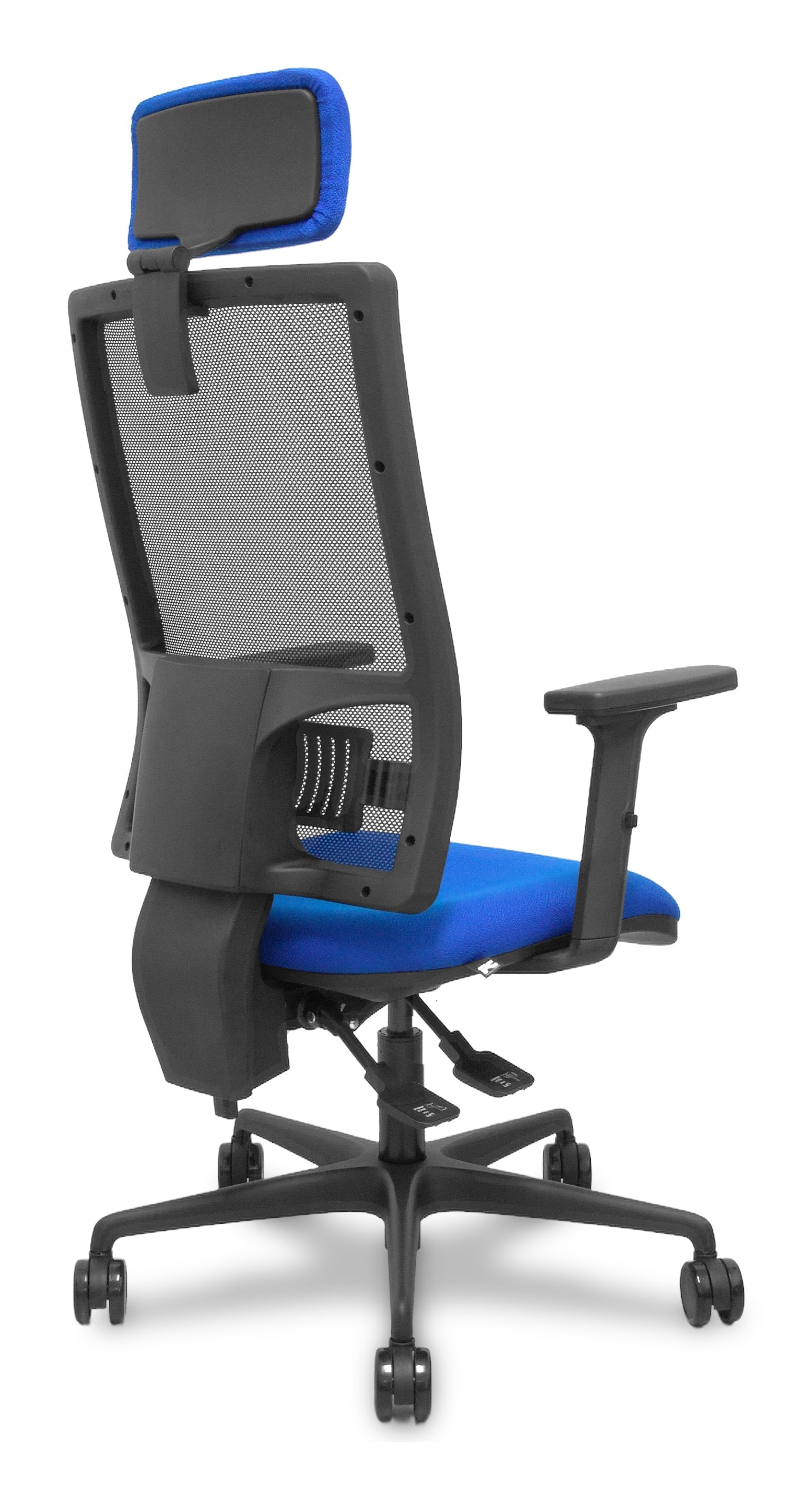 Piqueras Y Crespo Silla Bormate Asincro Malla Negra Asiento Bali Azul Brazos 2d Ruedas 65mm Cabecero Regulable