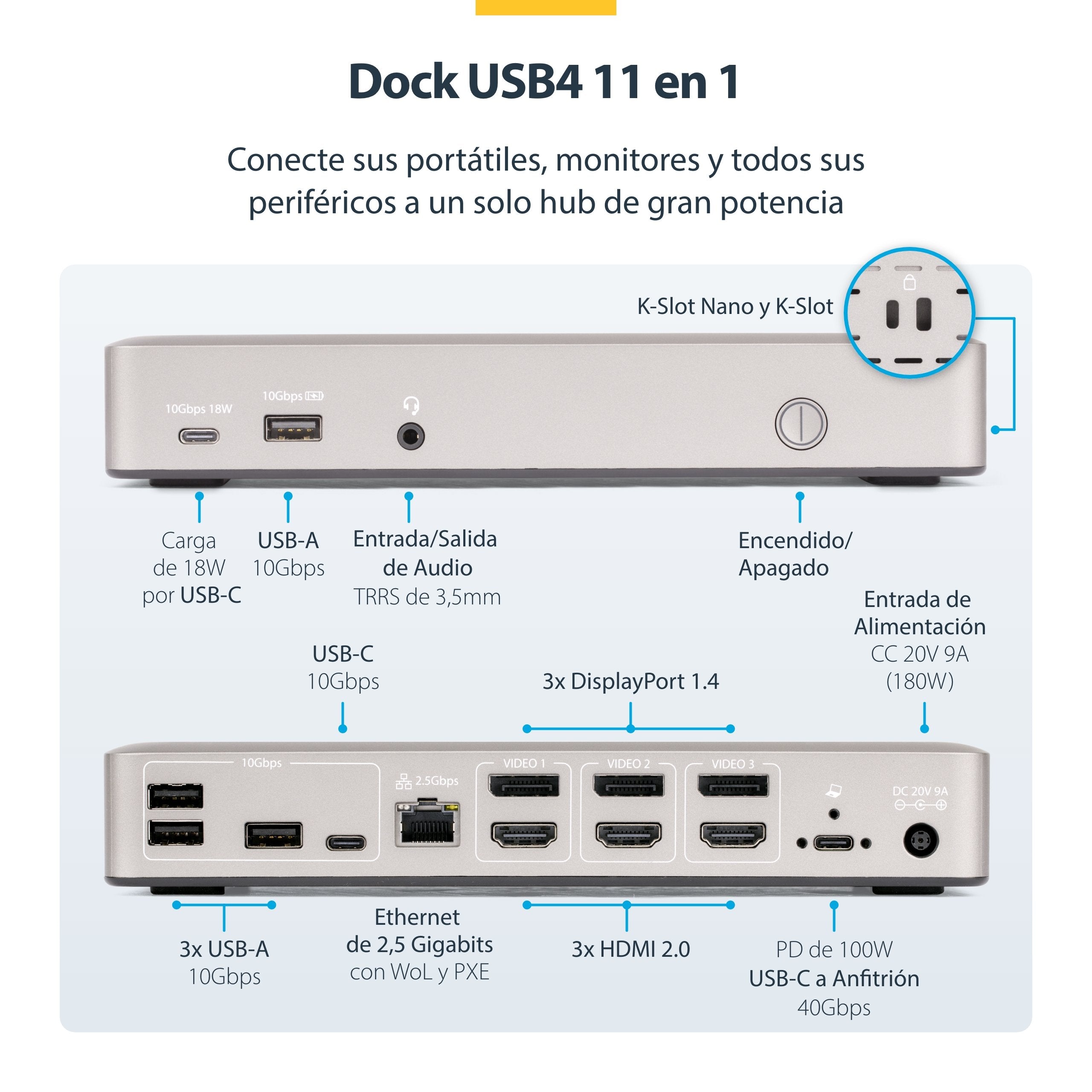 EAN 65030902885 - StarTech.com 150UE-USB4DOCKTRIPLE base para portátil y replicador de puertos Alámbrico Gris imagen 11