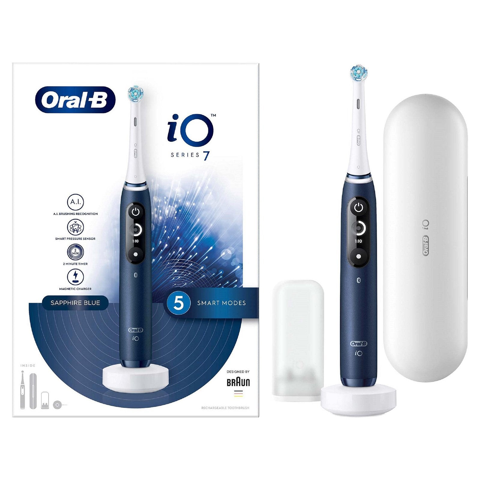 Cepillo De Dientes Eléctrico Oral-B Serie Io7, Azul Zafiro