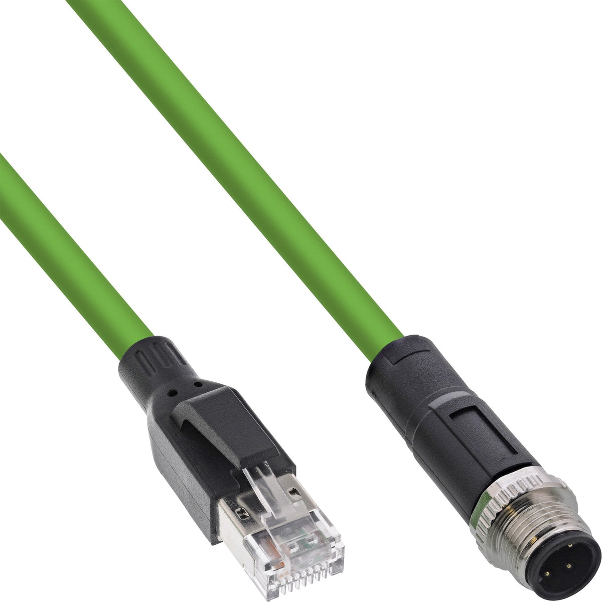 Inline® Industrial Network Cable, M12 4-Pin D-Coded Macho Plug A Rj45, Pur 20m