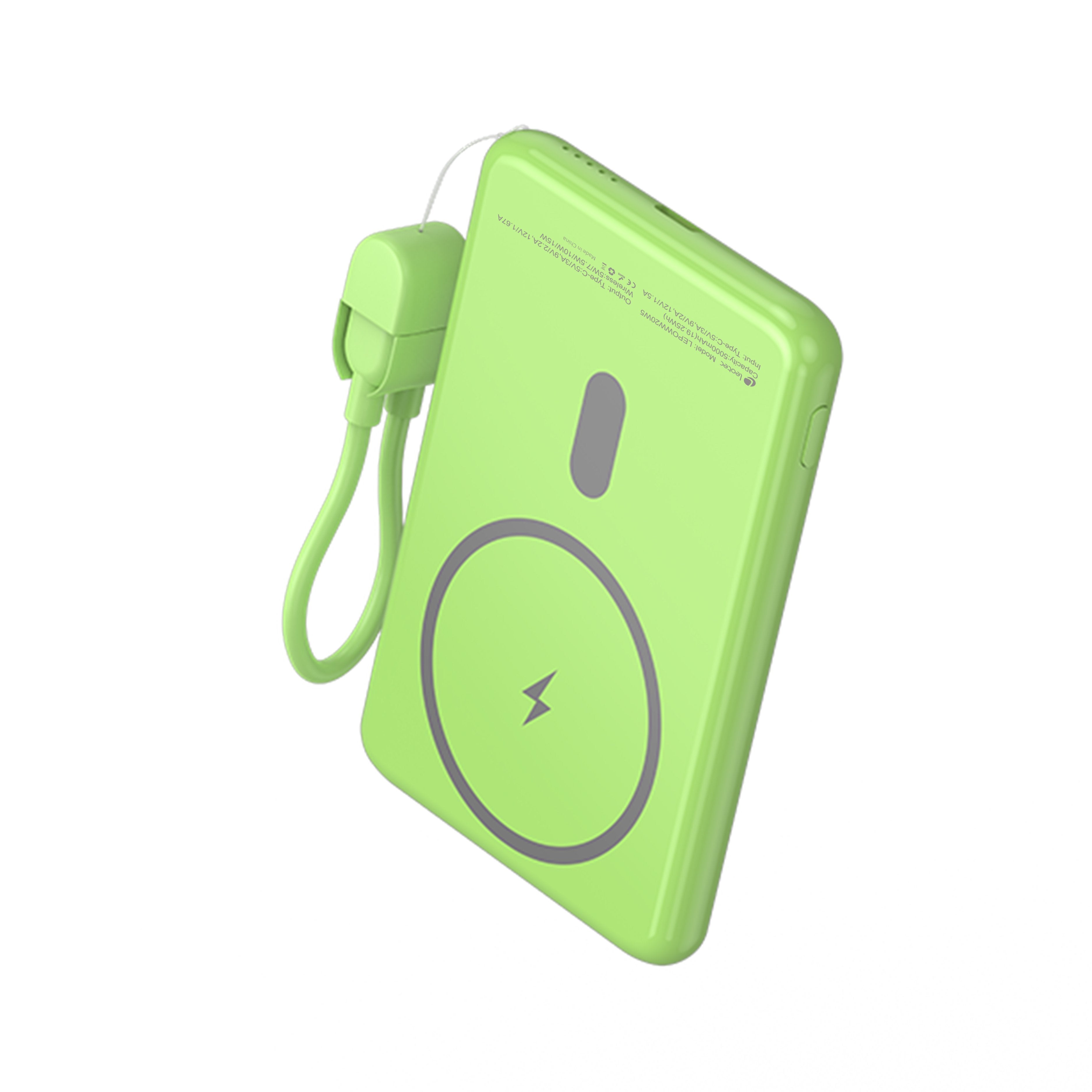 Powerbank 5000mah Leotec Lepoww20w5g 20w Wireless Verde Incluye Cable Usb Tipo-C