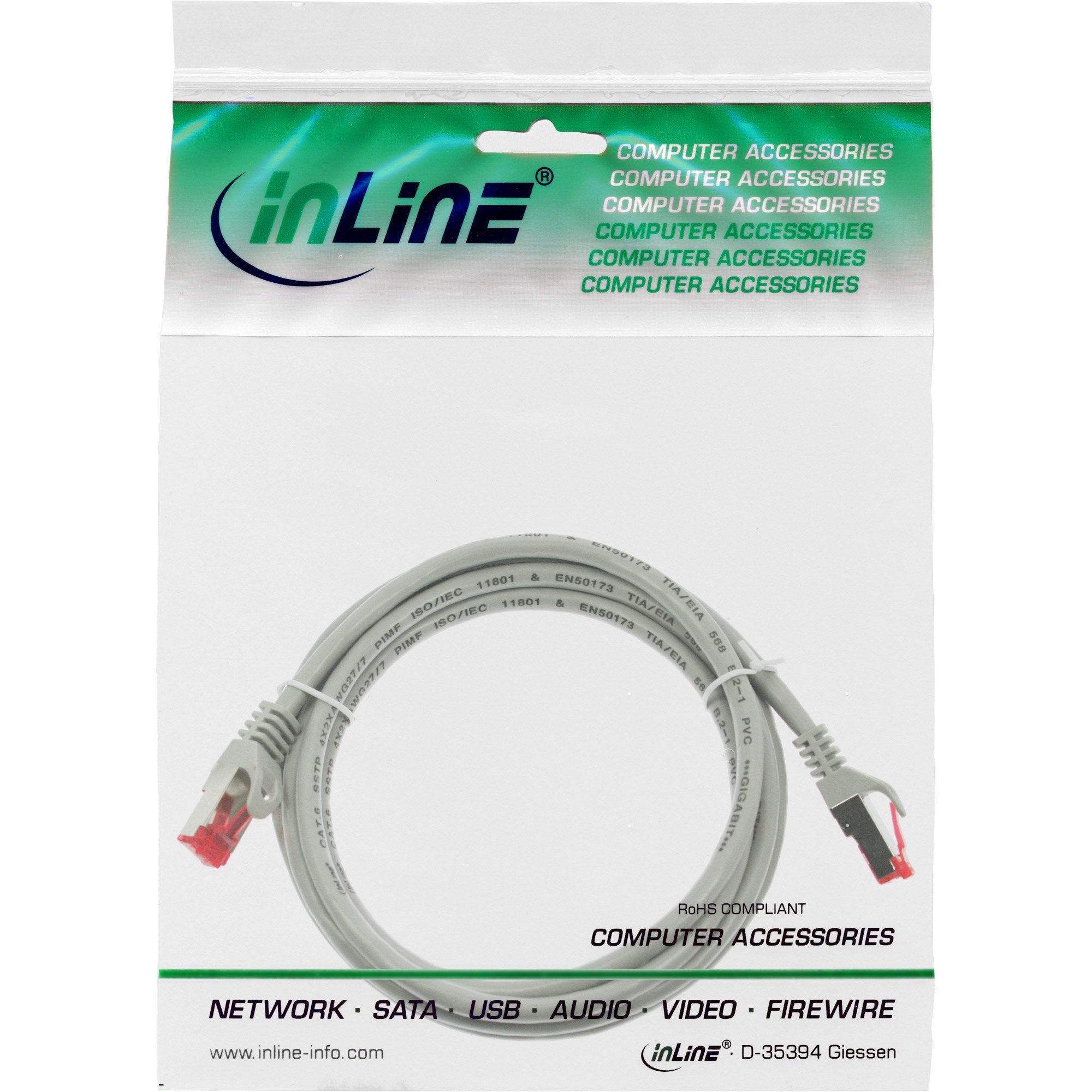 Cable De Red Inline S/Ftp Pimf Cat.6 250mhz Pvc Cca Gris 1,5m