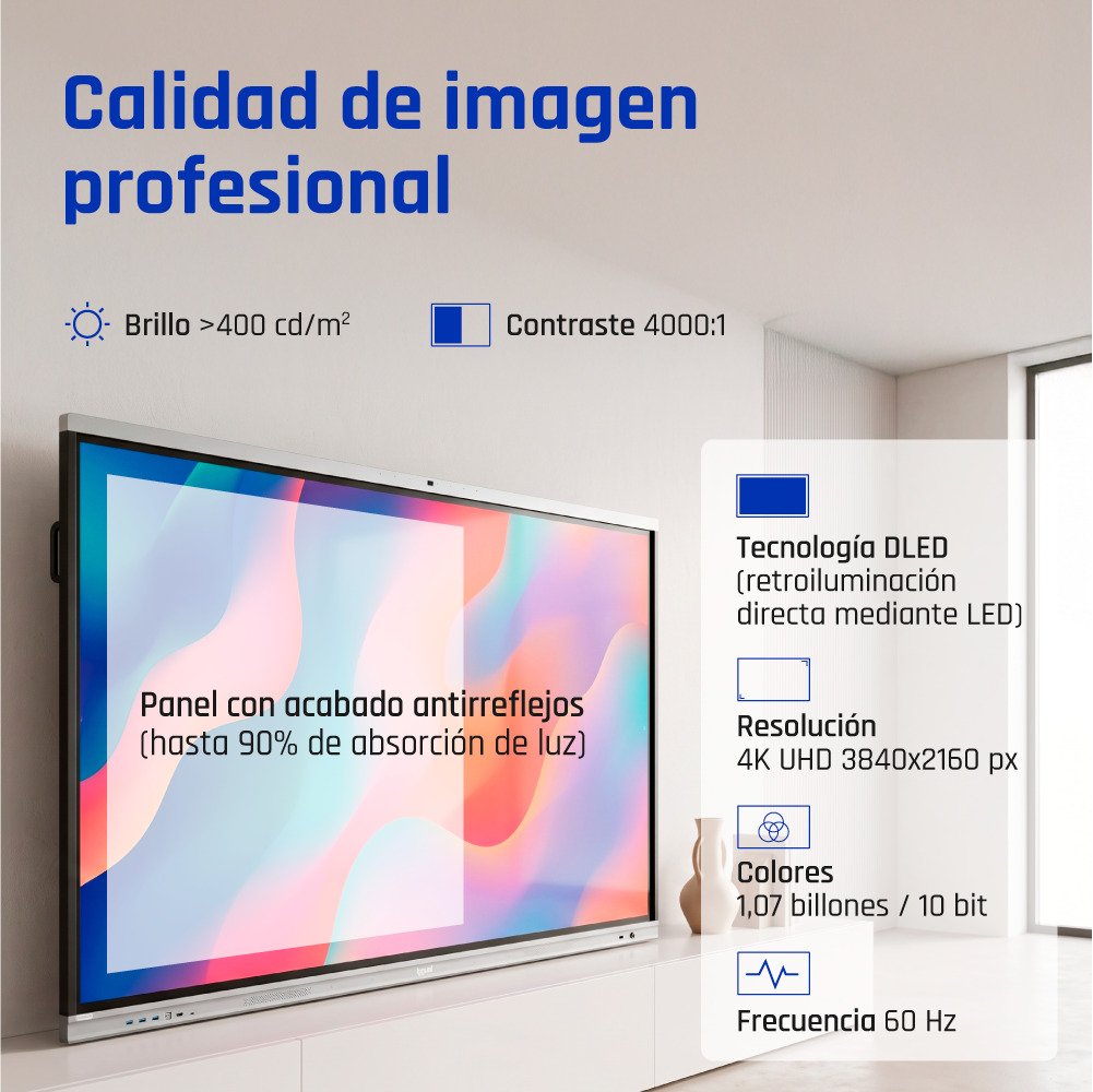 EAN 8435364320082 - iggual Orchid 75 Webcam Panel plano interactivo 190,5 cm (75") LED Wifi 400 cd / m² 4K Ultra HD Negro Pan imagen 4
