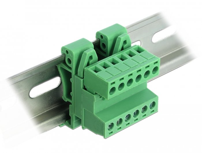 Delock Terminalblock Set Für Hutschienen 6 Pin Mit Rastermass 5,08 Mm Gewinkelt