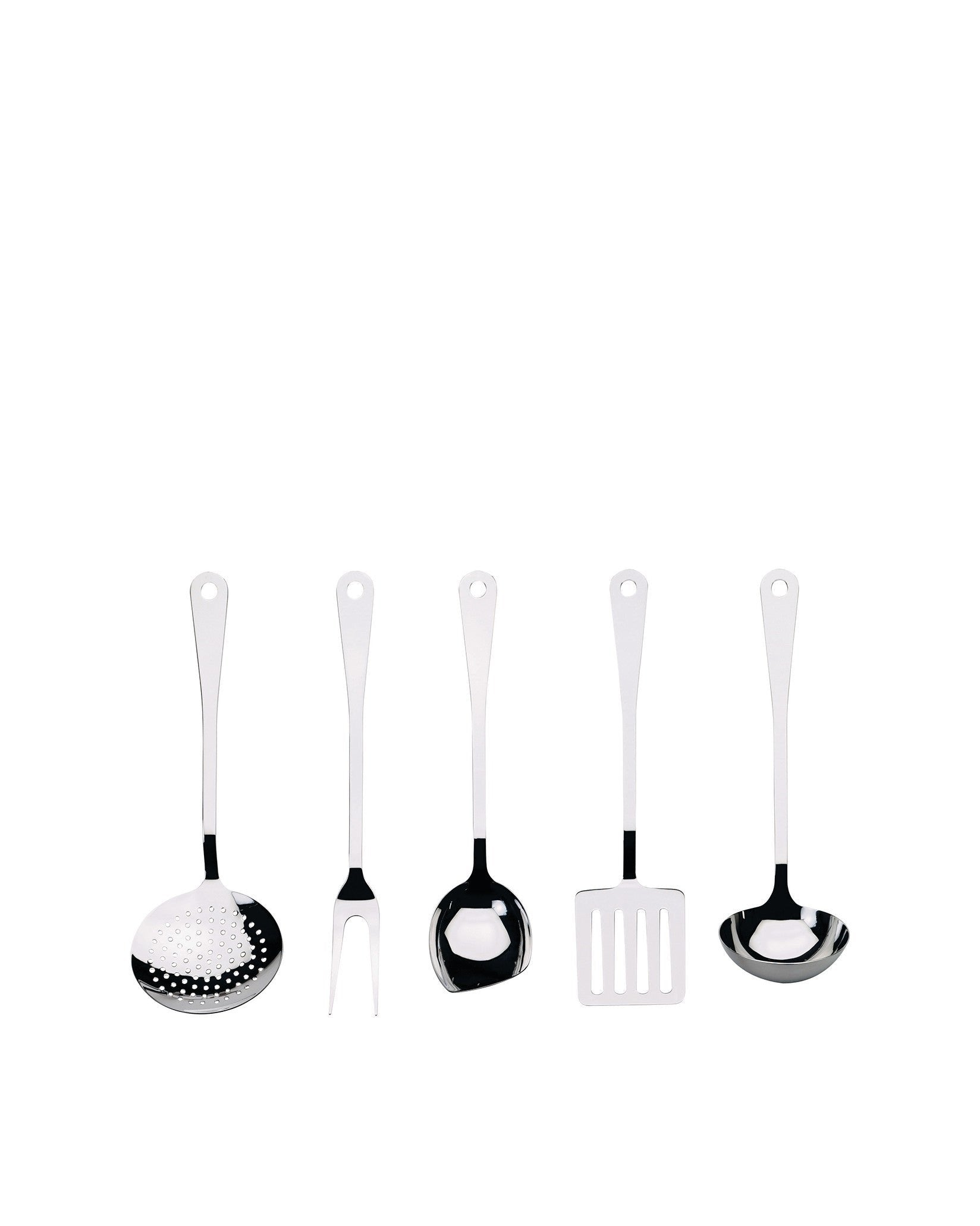 Alessi Ajm19s5 L Ajm19s5 L Juego De Cubiertos De Cocina De Diseño, Acero Inoxidable, 5 Piezas