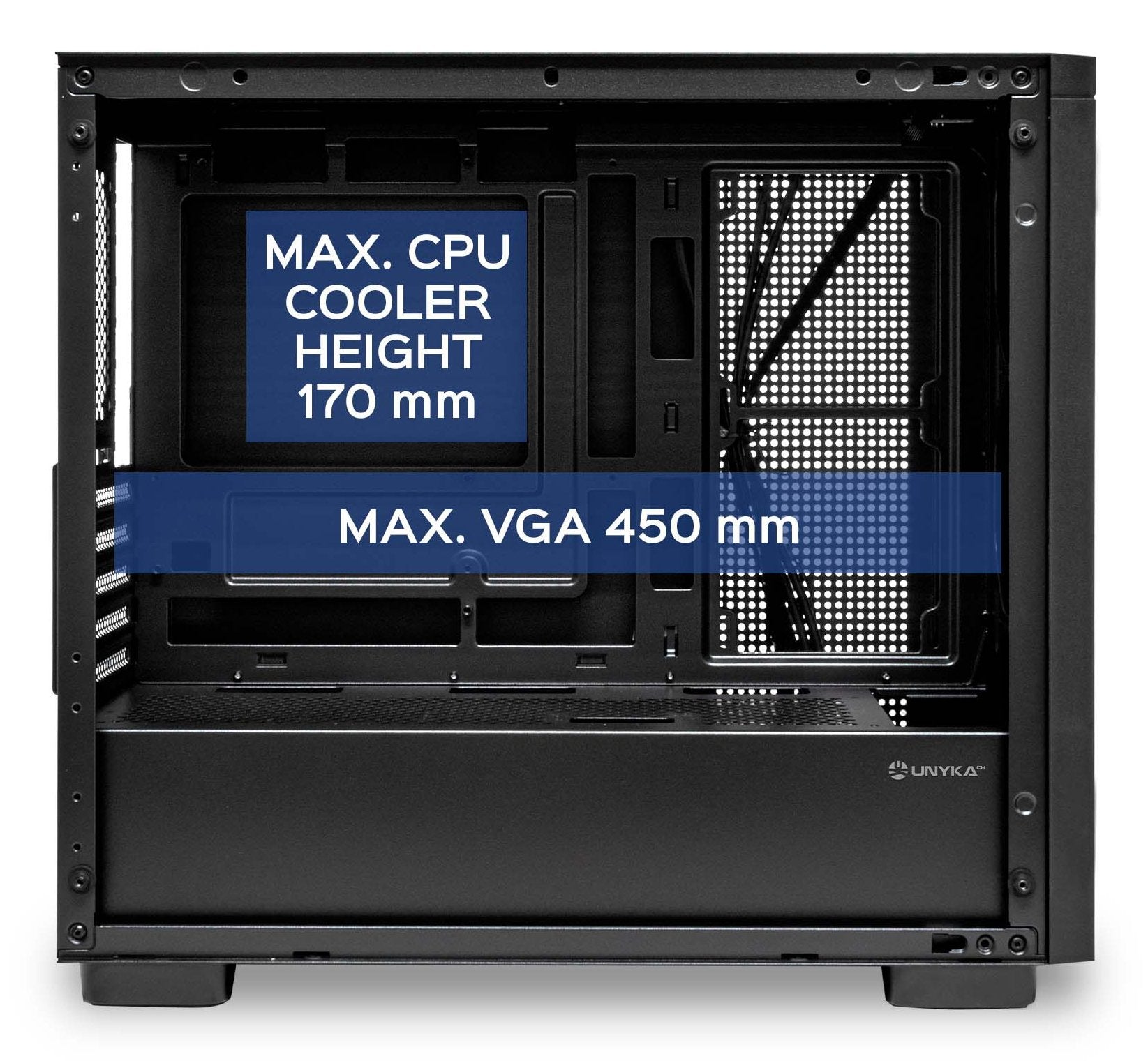 Caja Microatx Unyka Revelat Mesh Edge Gpu 450mm 1x3.5 1x2.5 Color Negro