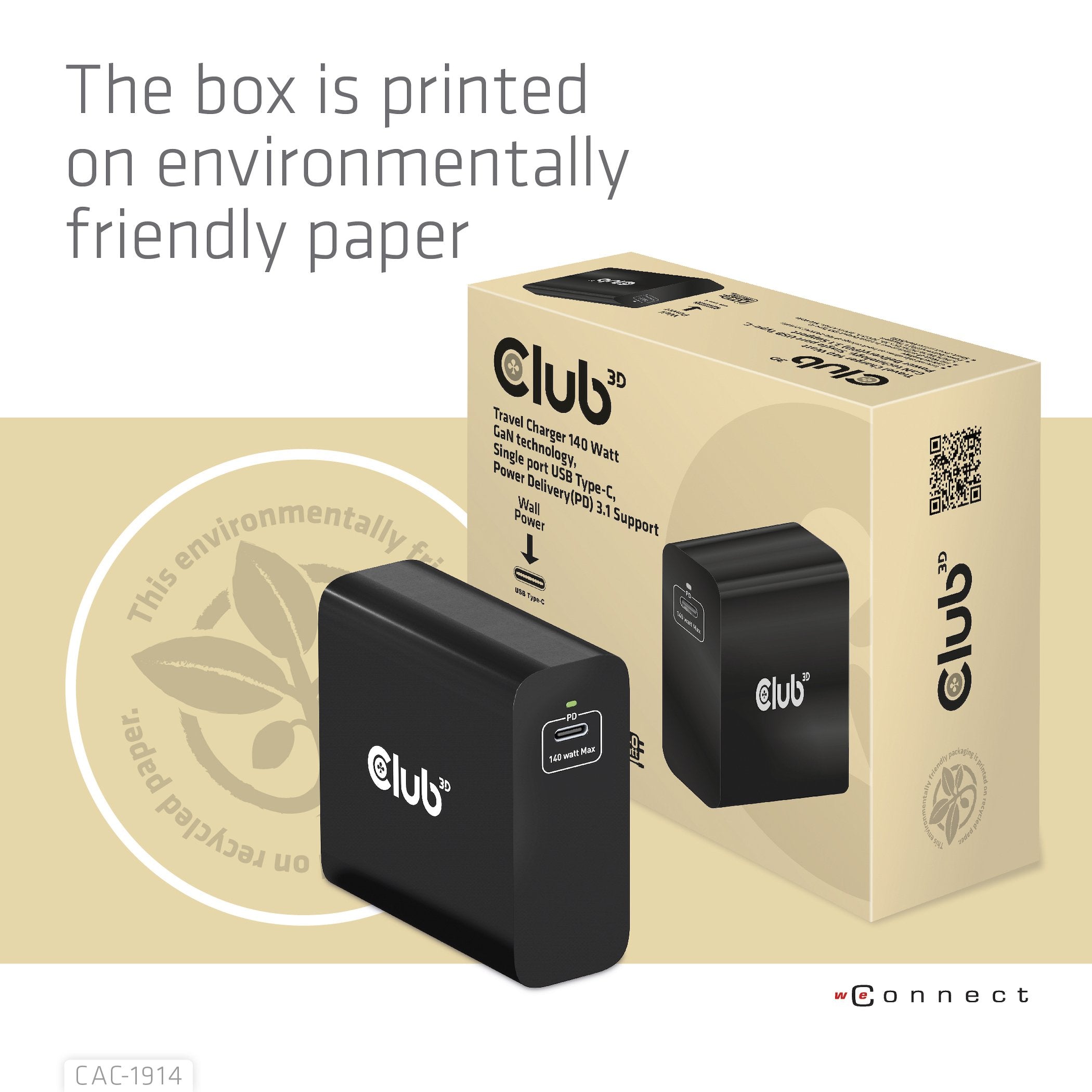 Club3d Cargador 1xusb Typ C, Pd 140w Retail