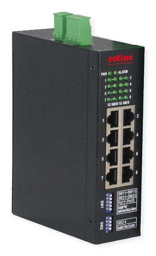 Roline Industrial Gigabit Ethernet Switch, 8 Ports, Web Managed