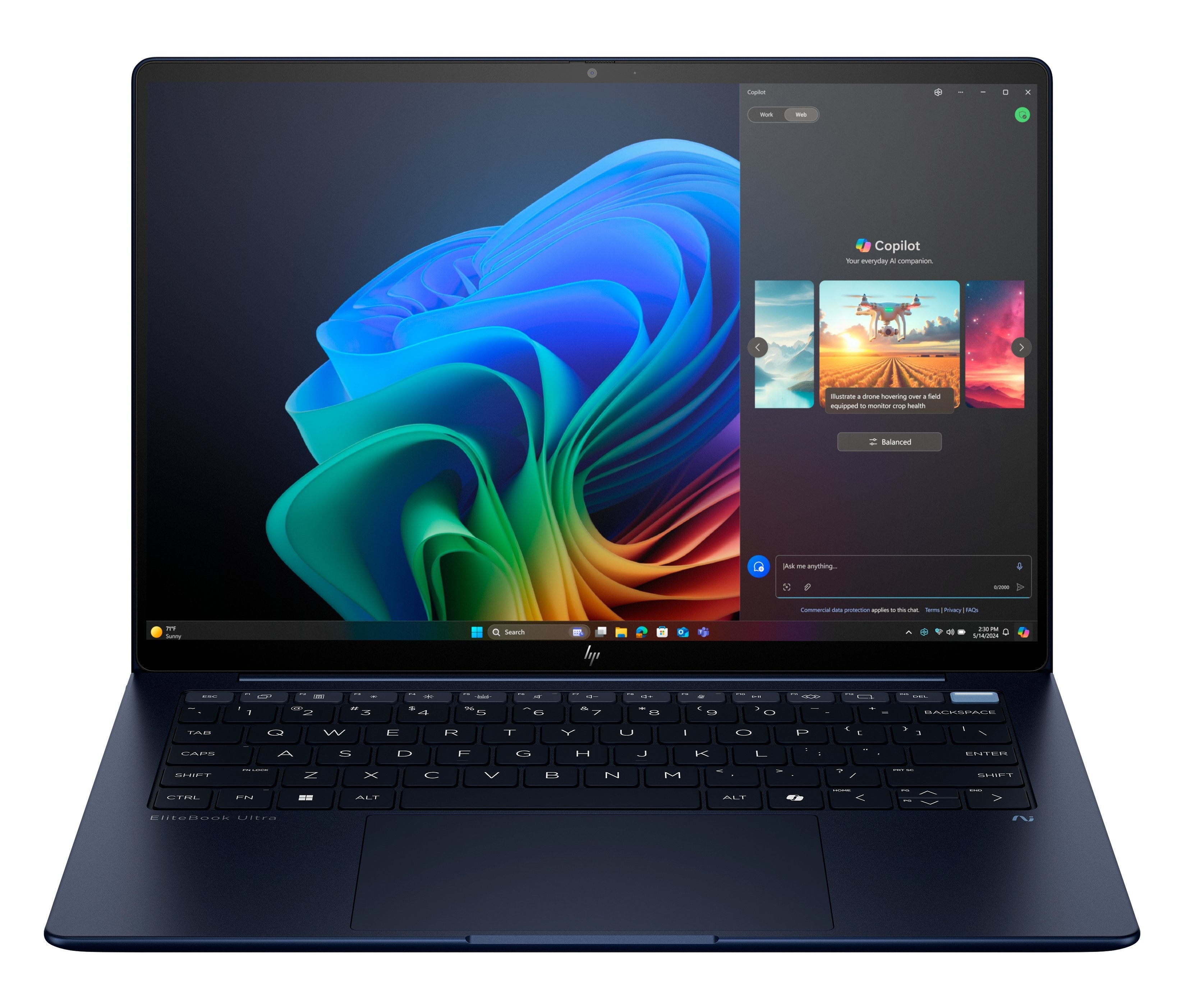 Portátil  Hp Elitebook Ultra G1i Intel Core Ultra 7 258v 14" Pantalla Táctil 2.8k 32 Gb Lpddr5x-Sdram 512 Gb Ssd Wi-Fi 7 (802.11be) Windows 11 Pro Azul