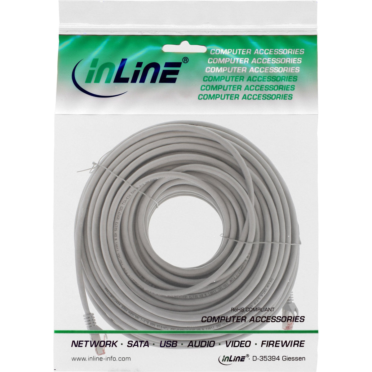 Cable De Red Inline S/Ftp Pimf Cat.6 250mhz Cobre Libre De Halógenos Gris 50m