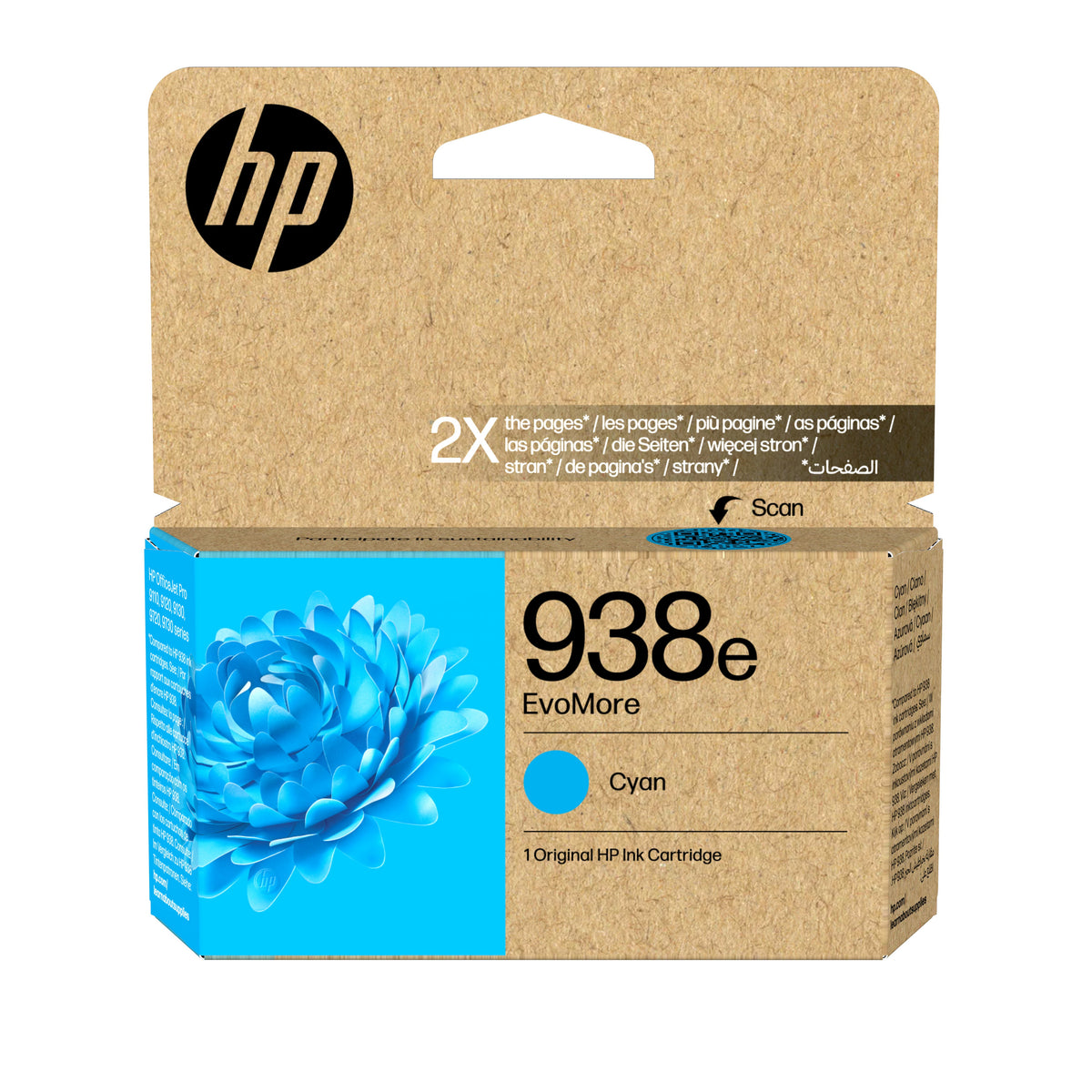 EAN 0196548611225 - HP 938e EvoMore Cyan Original Ink Cartridge cartucho de tinta 1 pieza(s) Alto rendimiento (XL) imagen 1