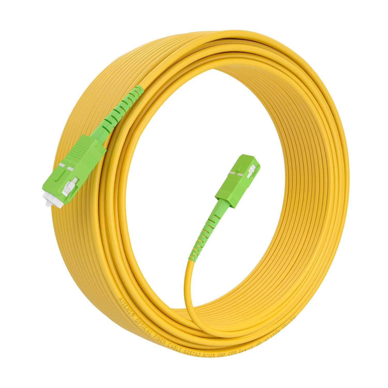 Aisens Cable Fibra Óptica Latiguillo G657a2 3.0 9/125 Smf Simplex Cpr Dca Lszh, Sc/Apc-Sc/Apc, Amarillo, 20m
