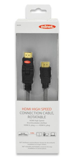 Ednet 3m Hdmi M/M Cable Hdmi Hdmi Tipo A (Estándar) Negro