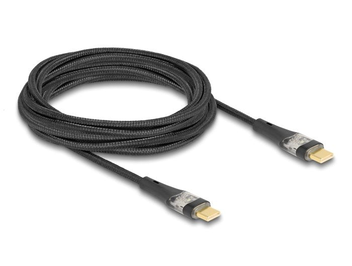 Delock 80765 Cable Usb 2.0 De Datos Y Carga Rápida Usb Type-C Macho A Macho Transparente Pd 3.0 100 W 3 M