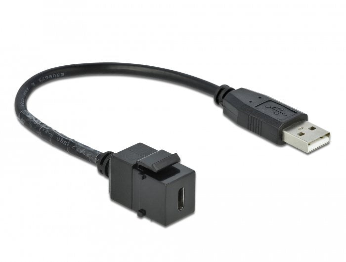 Delock Keystone Modul Usb 2.0 C Buchse > Usb 2.0 A Stecker Mit Cable