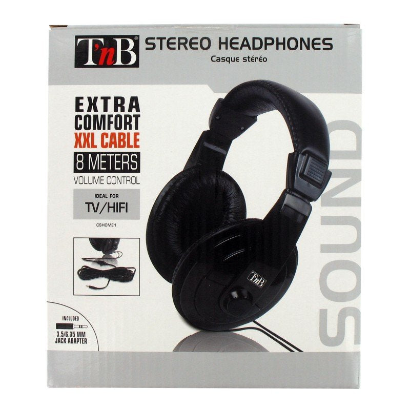 Auriculares Tnb Home  Envolventes Ideales Para Tv + Adaptador 6.35, Cable De 8m - Negro